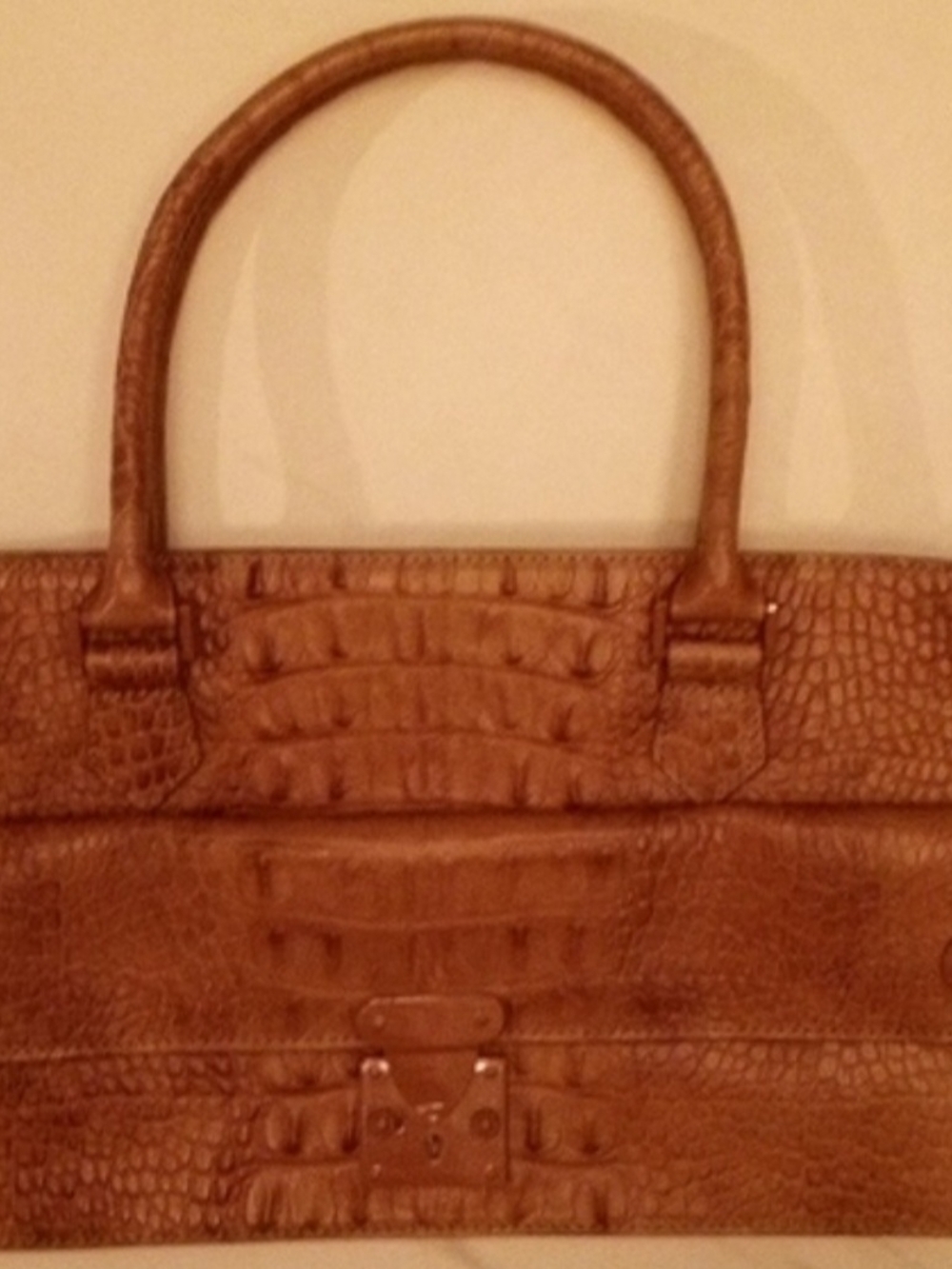 Via Spiga Croc-Embossed Tote in Caramel Brown